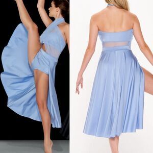 Kelle dance lyrical costume periwinkle blue mesh maxi dress STAY 8408 MA adult